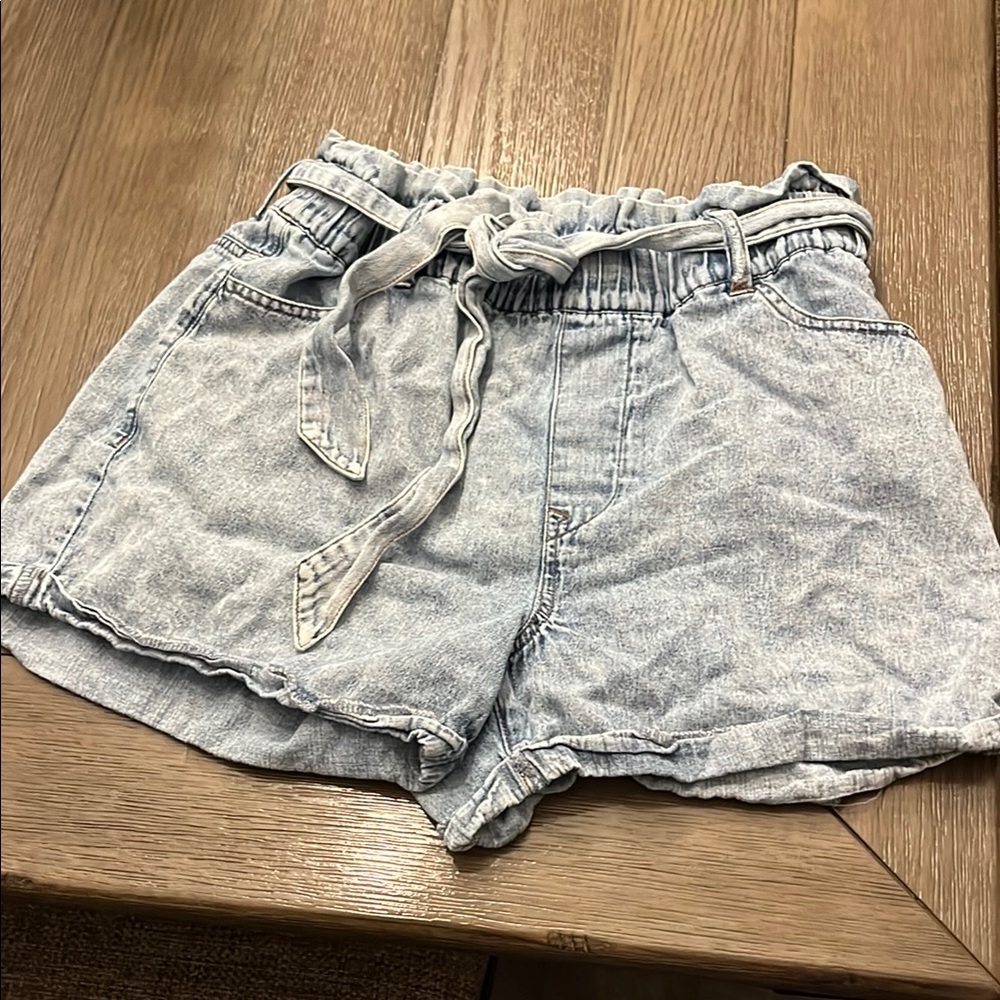 High Waist Blue Denim Shorts with Relaxed Fit